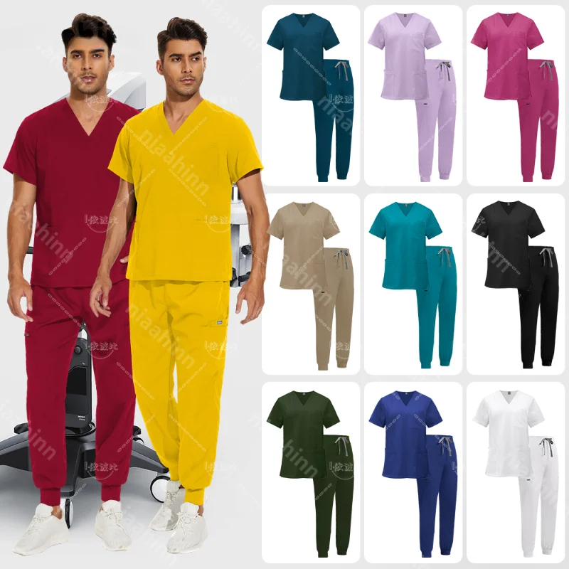 High Quality Nursing Scrubs Uniforms Dentistry Sets Hospital Uniforms Scrubs Suit for Women and Men Pet Grooming Working Clothes