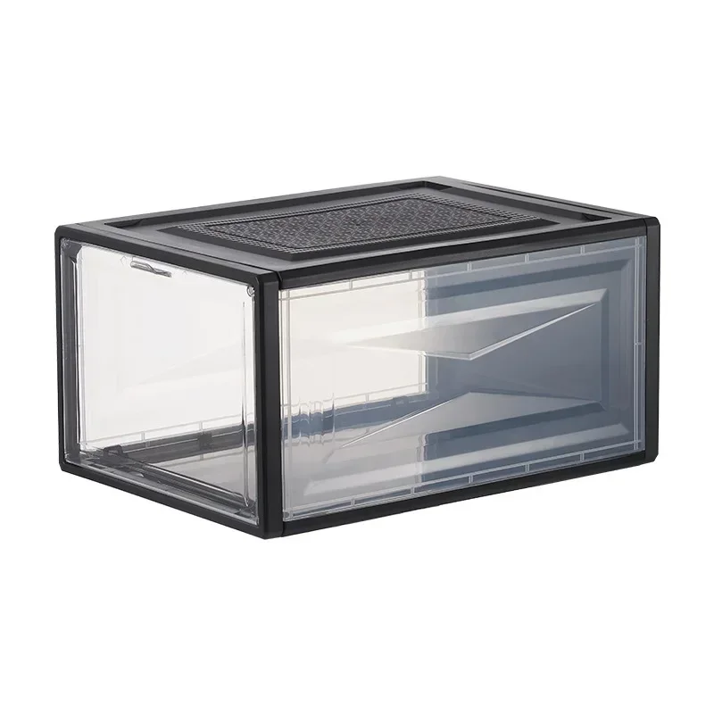 Creativity Shoebox-type Magnetic Suction Cup Side-opening Transparent Storage Box Display Cabinet, Which Can Replace