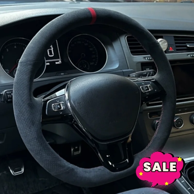 

Customizable Handmade Anti-slip Wear-resistant Suede Leather Steering Wheel Cover For Volkswagen Golf 7 Mk7 New Polo Jetta