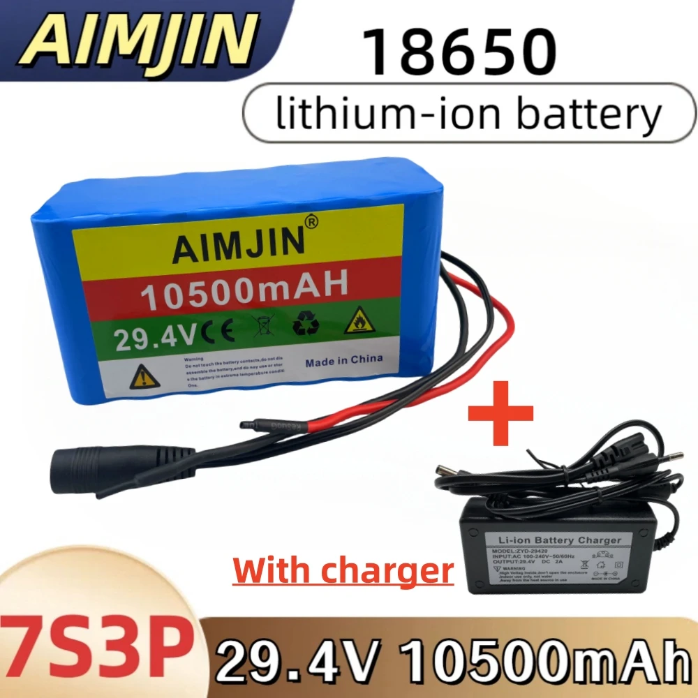 

18650 7S3P 29.4V 10500mAh Lithium-ion Rechargeable Battery Pack +29.4V DC 2A Charger，Suitable for Electric Bicycle Battery