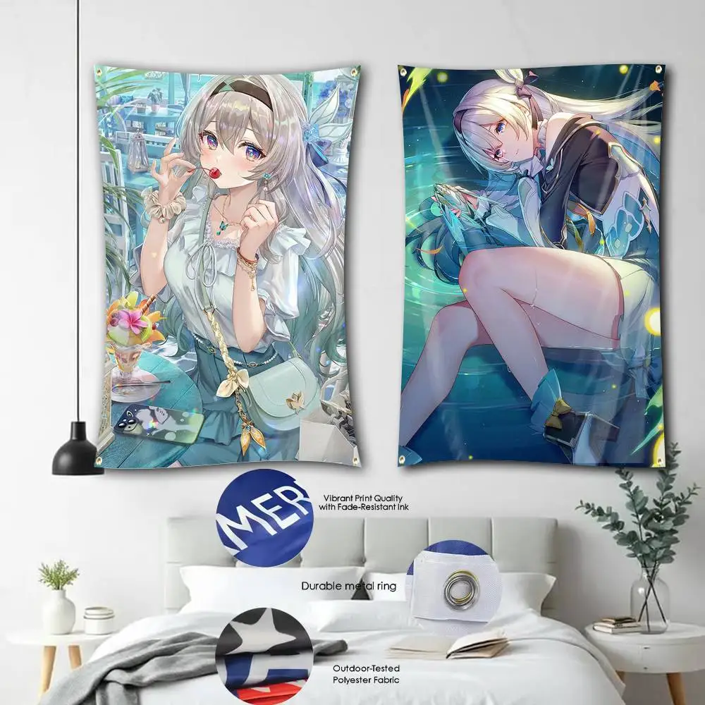 

Firefly Game HSR Merchandise Flag Tapestry Banner for Bedroom Living Room Outdoor Camping Custom Supported