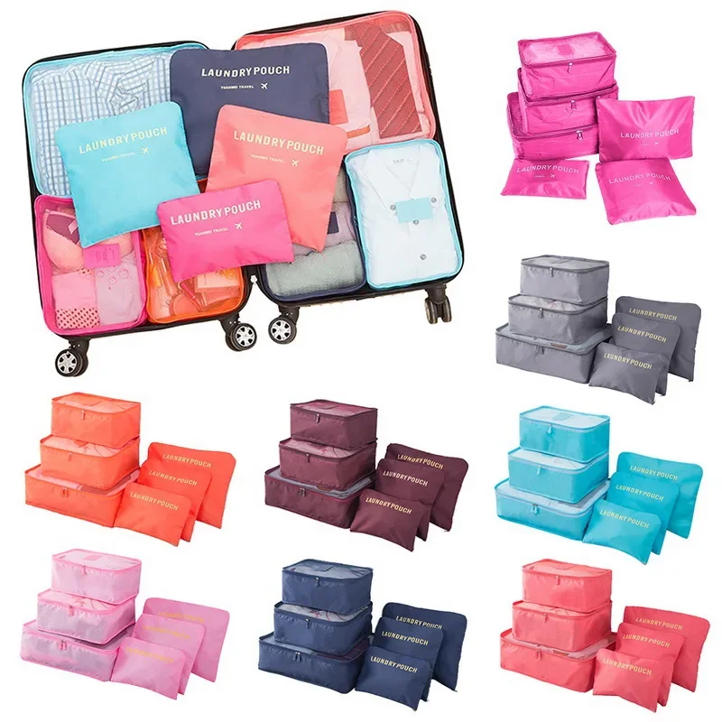 6 teile/satz Reise Lagerung Taschen Koffer Verpackung Set Lagerung Fällen Tragbare Gepäck Organizer Kleidung Schuh Faltbare Organizer