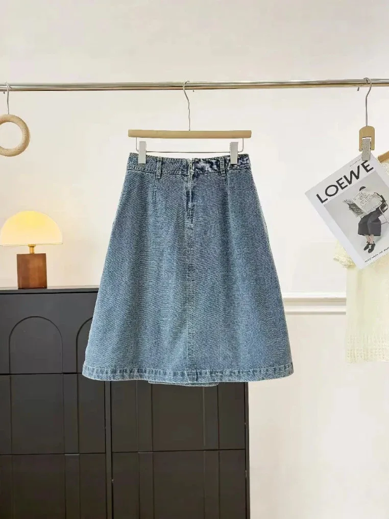 Dave&Di Summer Skirt Woman Clothing Faldas Skirts New Women's Standard A-line Denim Denim Skirt