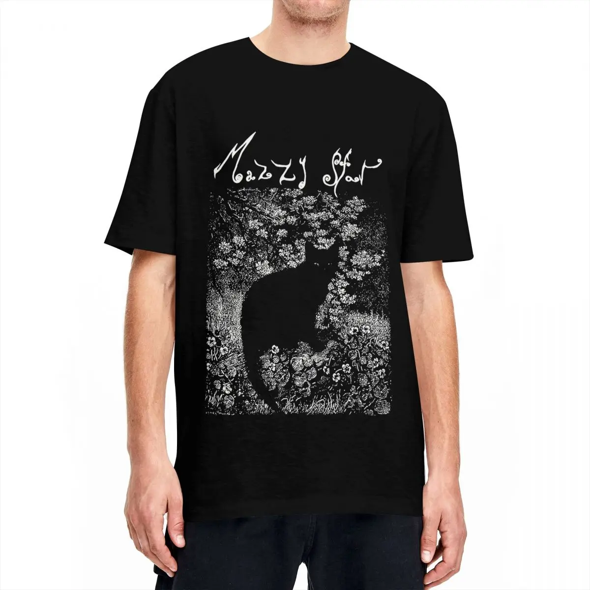 Mazzy Star Cat Humorous T Shirt Couple American Alternative Rock Band Cotton T-Shirts Summer O-Neck Tee Shirt Oversized Clothing