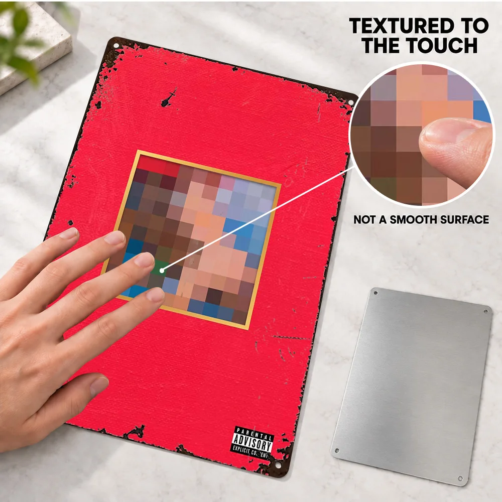 My Beautiful Dark Twisted Fantasy Aluminum Poster Personalized Metal Sign Album Cover Design Wall Art For Music Listening Corner