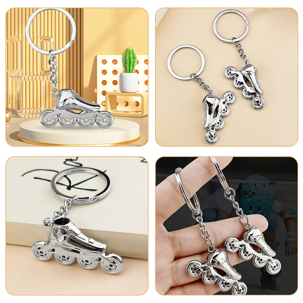 Roller Skate Keychain Handbag Charms Skating Shoe Wallet Skates for Boys Silver Chains