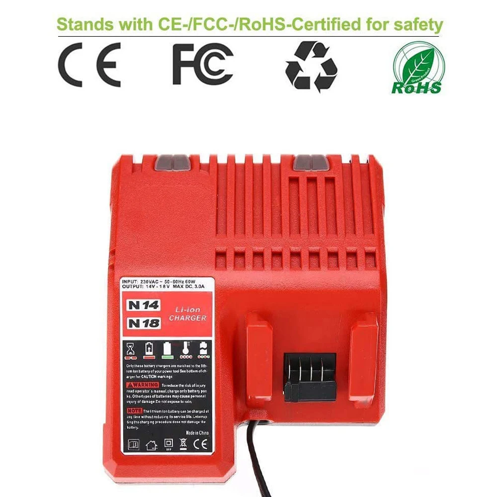 Carregador de Bateria Rápido do Li-íon Milwaukee M18 4811-1815 48-11-1828 48-112401 48-11-2402 110-240v