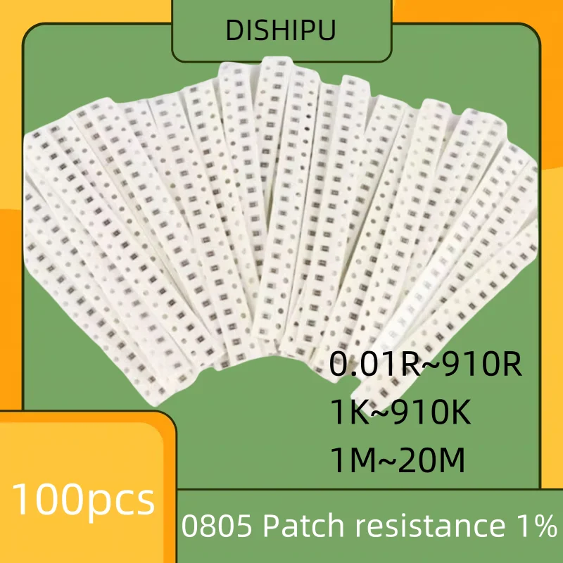 

100PCS 0805 Patch resistance 1% 1R 10R 100 Ohm 1K 4.7K 10K 47K 100K Ohm 1M 4.7M