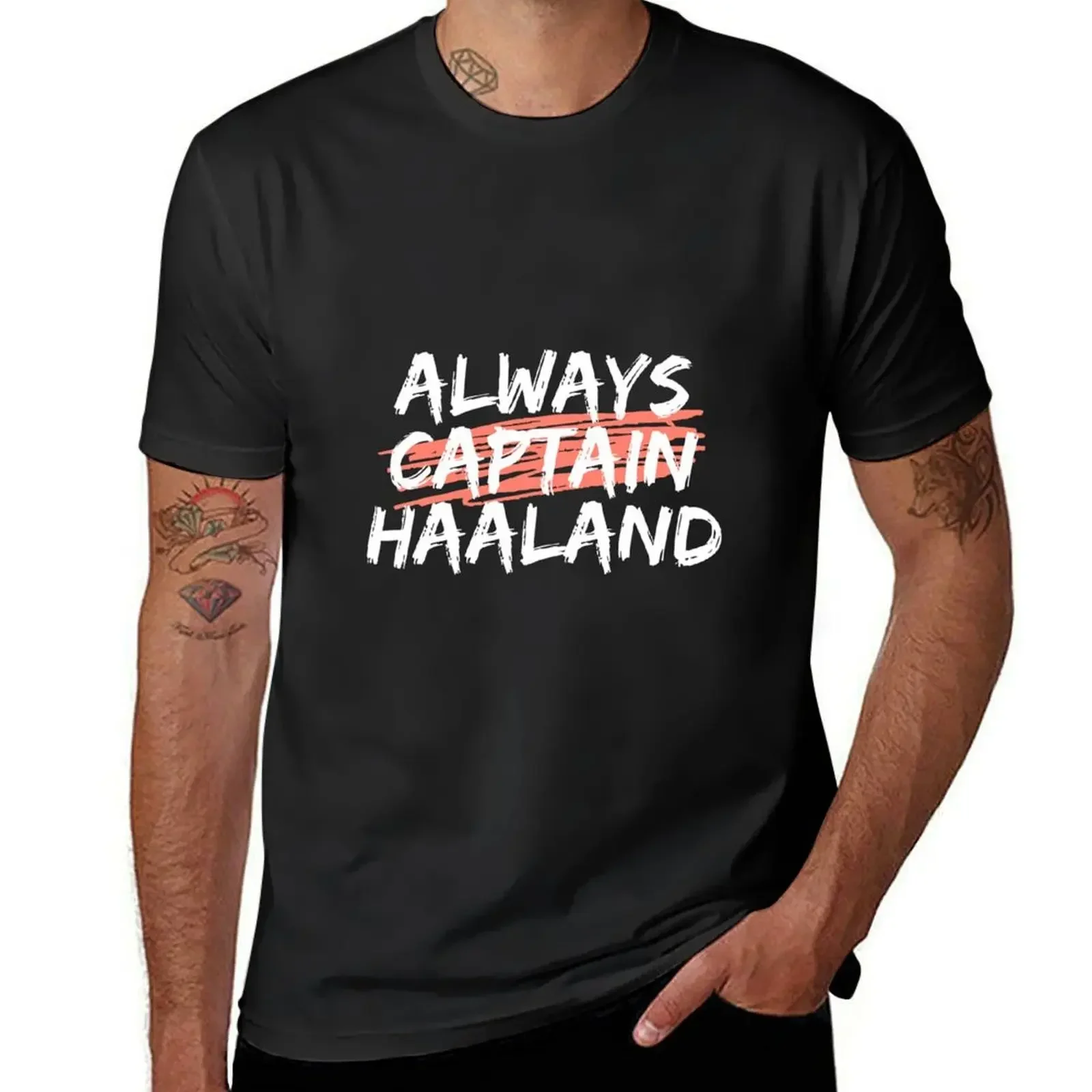 Always captain Haaland wise fpl manager saying white highlight text design T-Shirt boys whites fitted t shirts for men