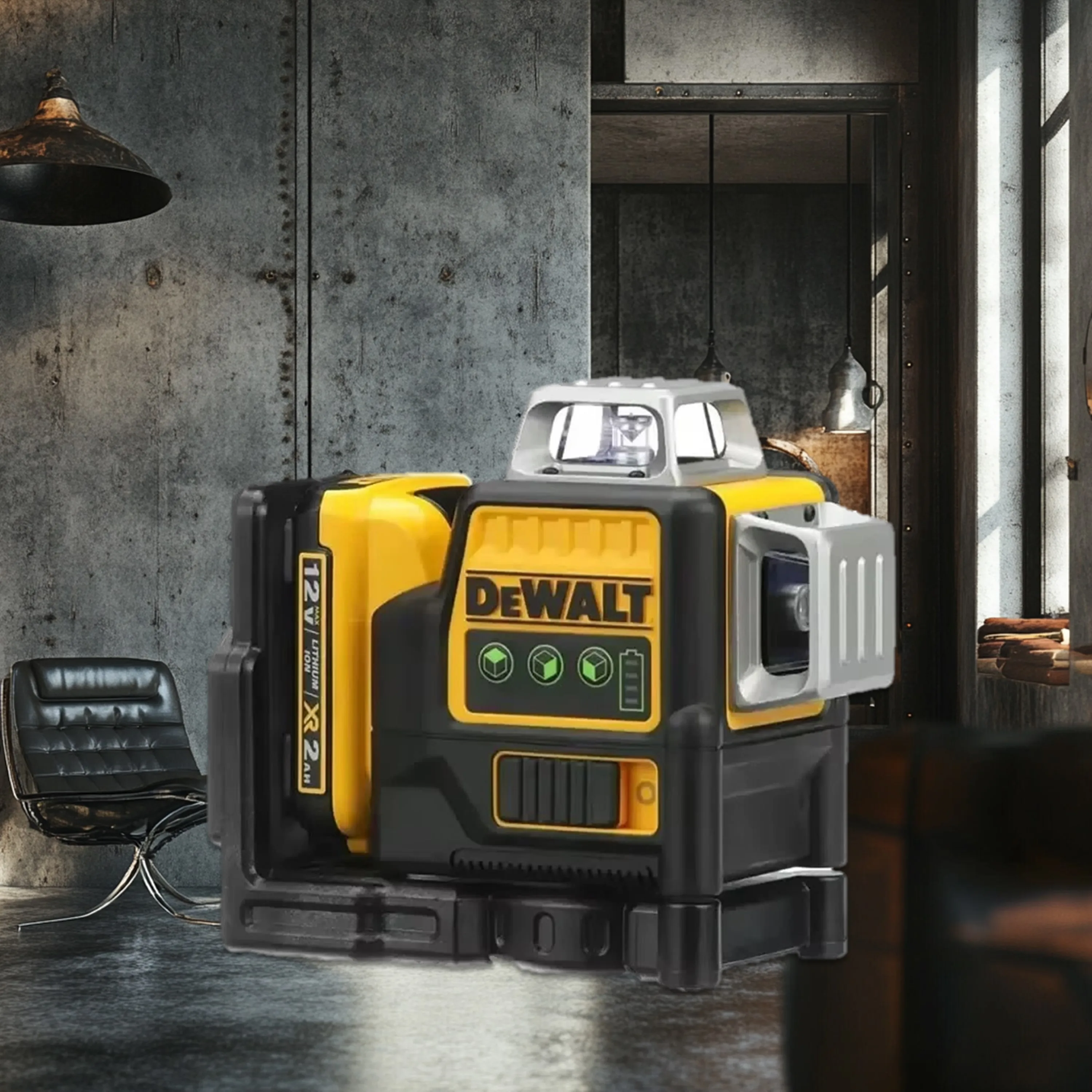 Dewalt DW089LG 3 стороны * 360 градусов Вертикальная литиевая батарея 12 В 12 линий лазерный уровень Горизонтальный измеритель уровня зеленого света для улицы