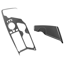2Pcs Car Carbon Fiber Center Console Gear Shift Panel Water Cup Holder Decoration Cover Trim For KIA EV6 2021 2022 LHD