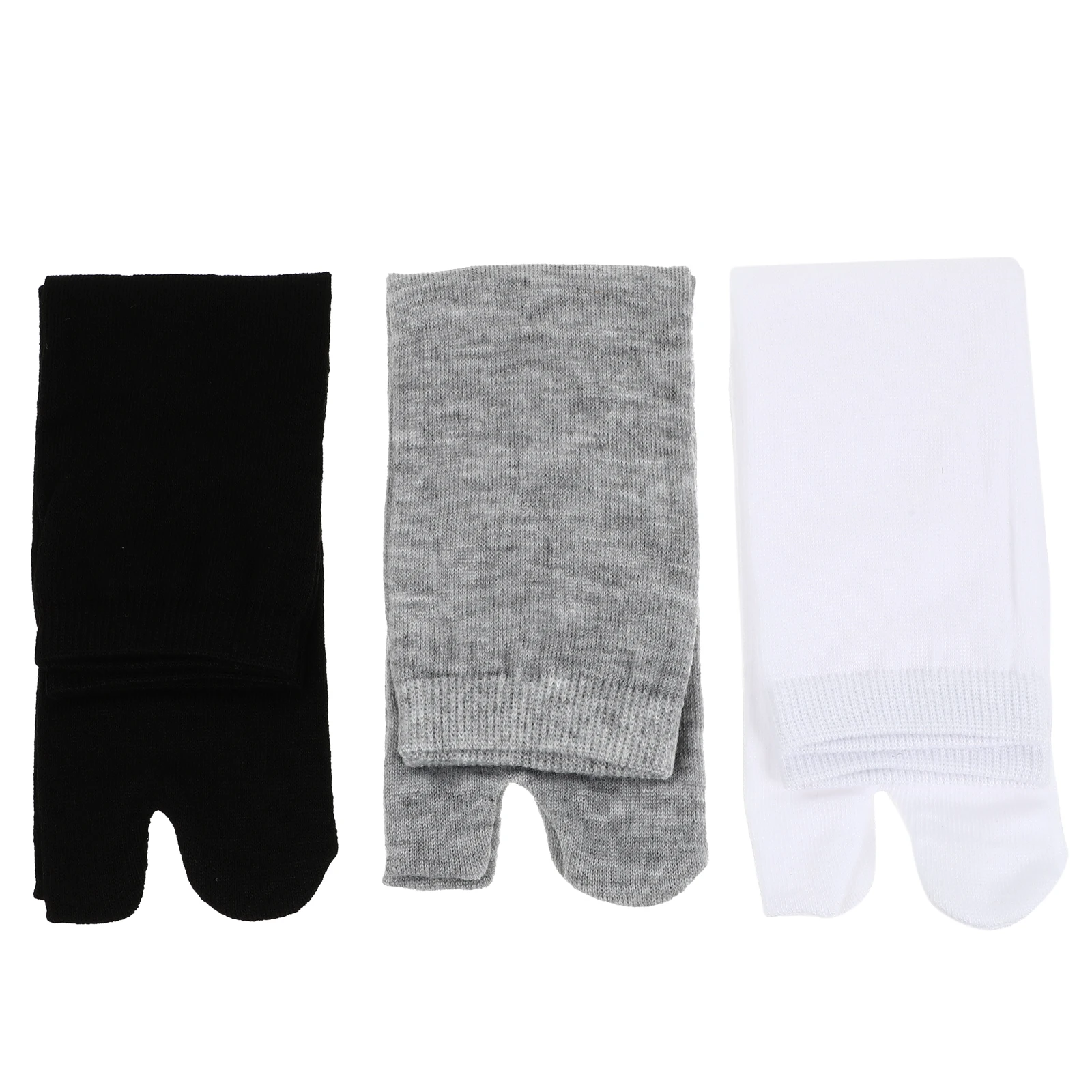 

3 Pairs Mid-calf Tabi Socks Men Women Black White Grey Cotton Viscose Size 25 95 UK Elastic Toe Separated Sweat Absorption