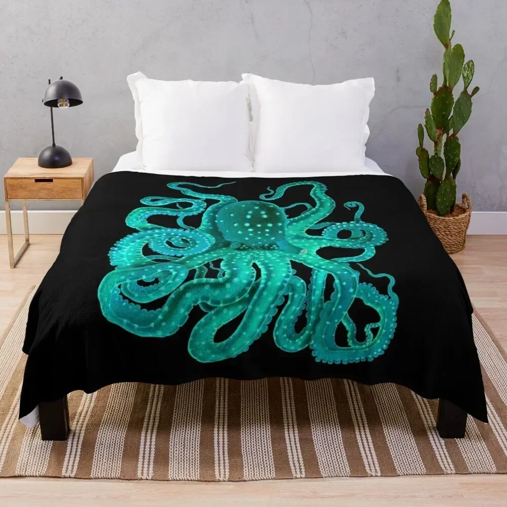 

Turquoise Octopus Too Throw Blanket Multi Purpose Soft Warm Blanket for Home Travel