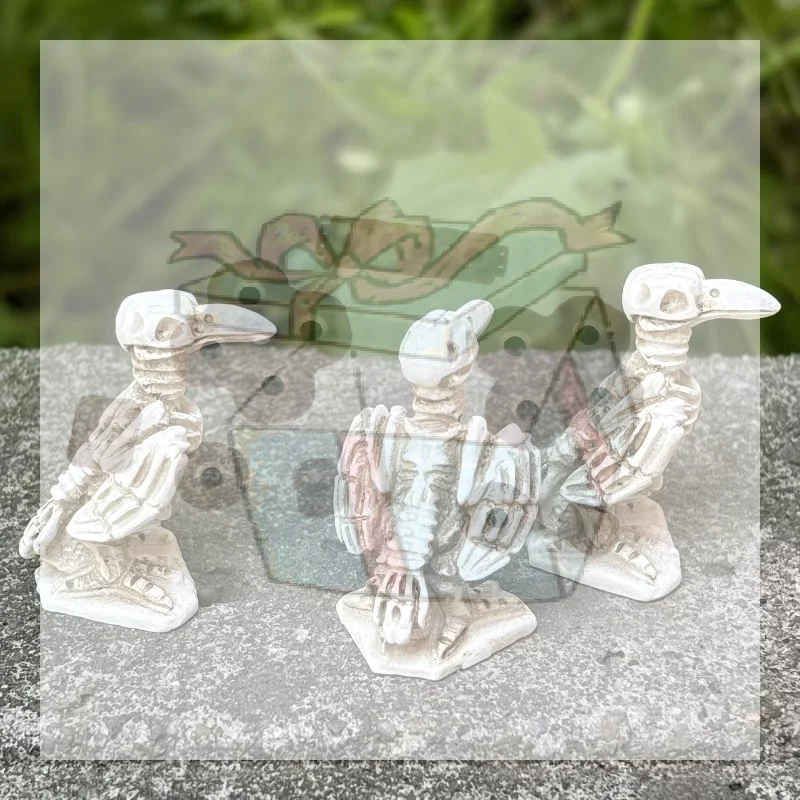 3pcs Skull Crow Miniature Model Halloween Resin Statue Dollhouse Home/Garden Scene Ornament Photography Prop Horror Atmosphere