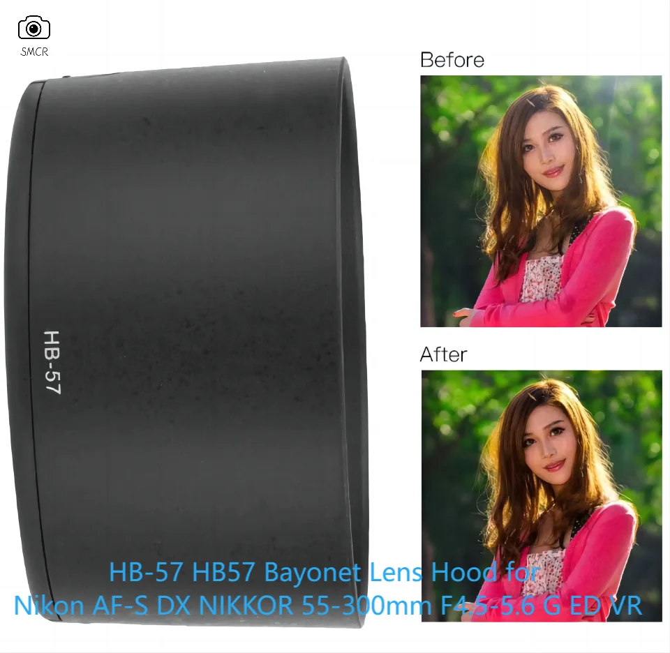 HB-57 HB57 Bayonet Lens Hood for Nikon AF-S DX NIKKOR 55-300mm F4.5-5.6 G ED VR