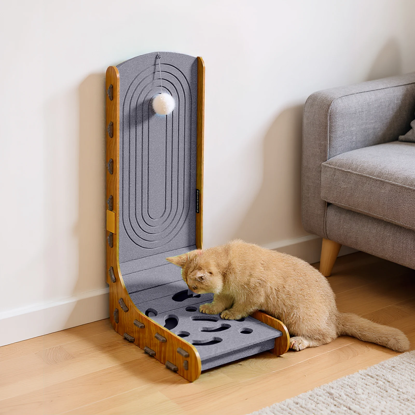

Cats Scratching Board with Ball L Shape Cat Scratcher for Couch Wall (Model 3)