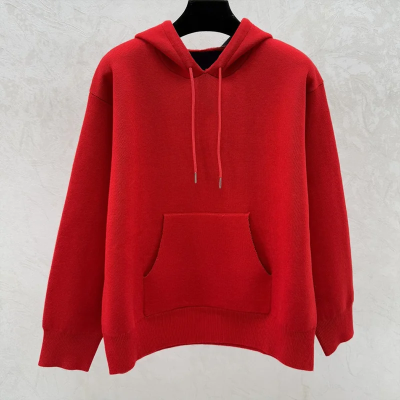 Sweat-shirt à capuche avec cordon de serrage pour femme, manteau simple et élégant avec logo brodé de haute qualité, 25120677