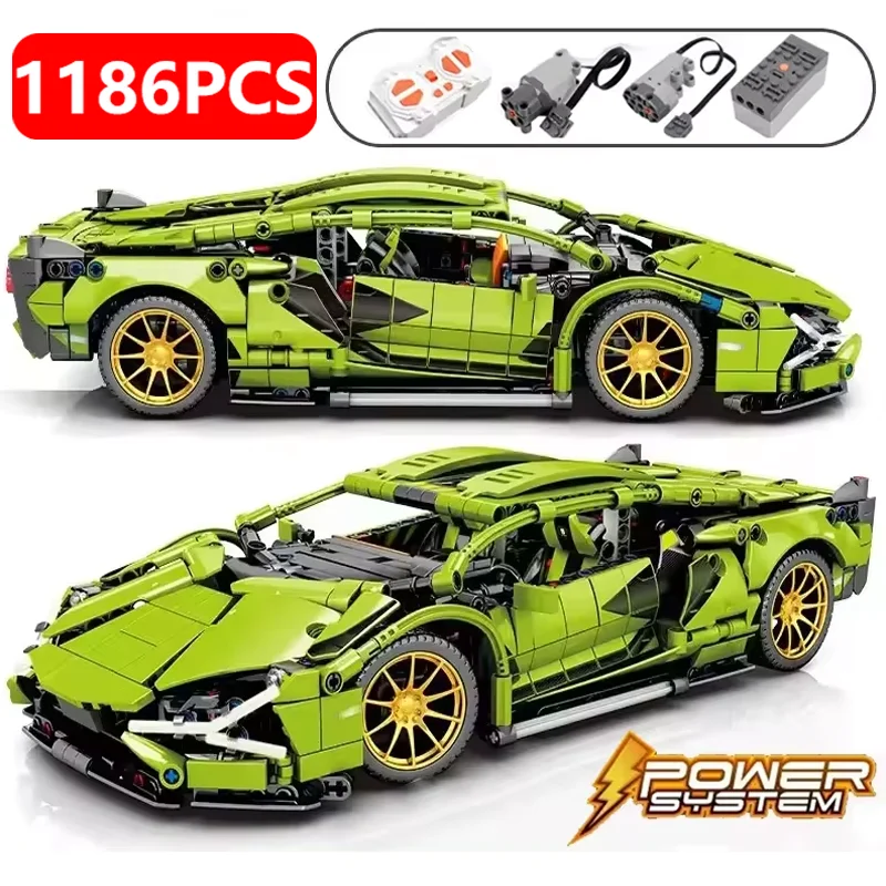 

1186Pcs Remote Control Car Building Set 1:14 Technical Sports Racing Car Static and Optional Motors Kits Toy Gift For Adult Kids