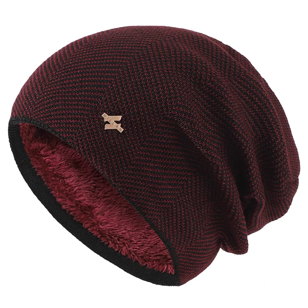 For Cold Autumn Days Winter Knitted Hat Warm Skull Cap Warm Fleece Lined Knitted Hat Winter Hat Soft Fleece Interior