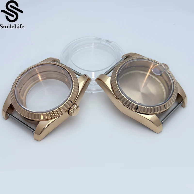 SmileLife Sapphire Glass 36 มม./39 มม.สําหรับนาฬิกาผู้ชายกรณี Fit NH34 NH35 NH36 การเคลื่อนไหวกันน้ําแฟชั่น Rose Gold 316L สแตนเลส