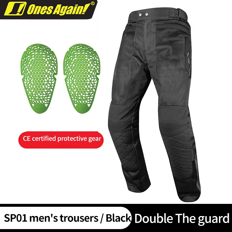 

Ones Again Breathable Motorcycle Riding Pants SP01 Black/Gray Built-in CE Knee Pads Casual Simple Riding Gear Men Trousers