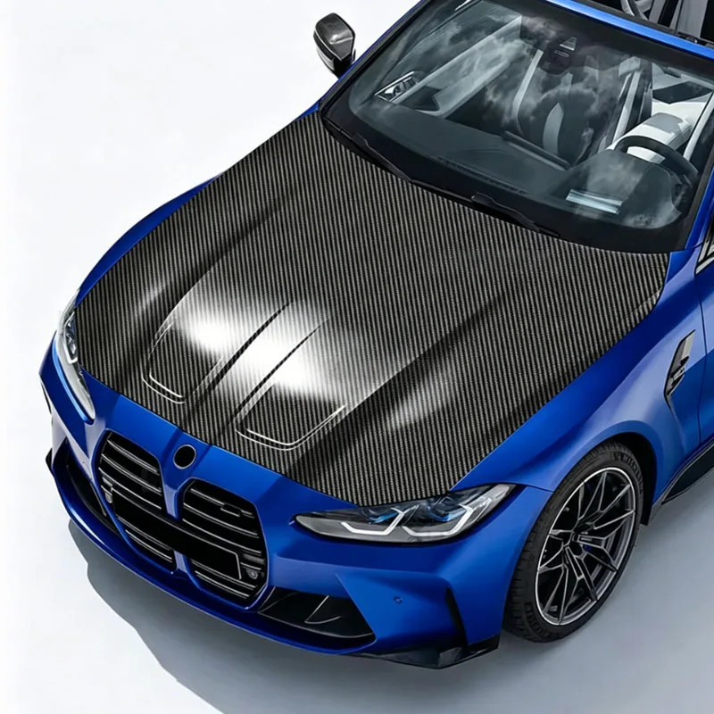 For BMW M4 2021 2022 2023 2024 2025 LHD RHD Car Front Bonnet Engine Hood Carbon Fiber Pattern TPU PPF Wrap Protection Film