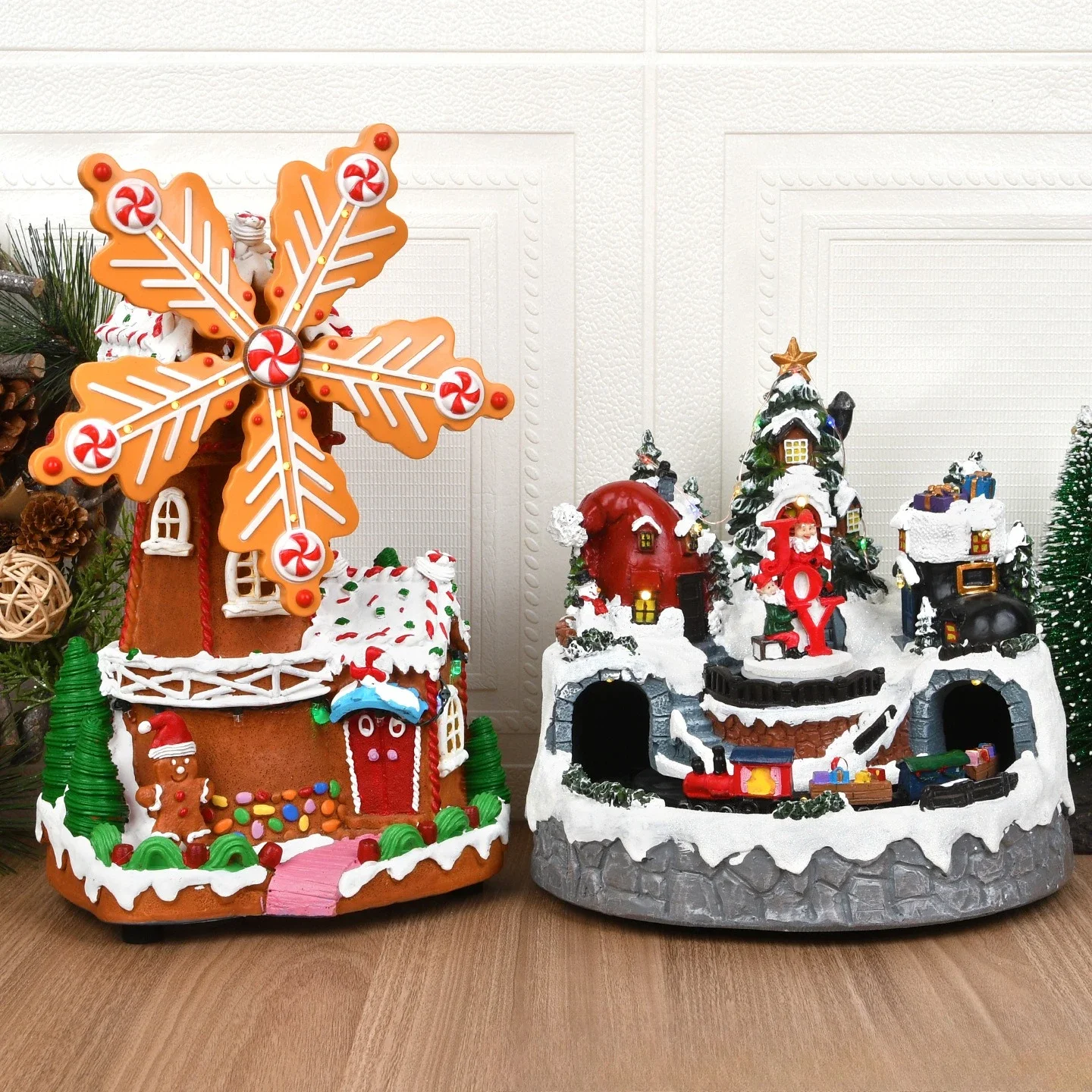 Kerstversiering, lichtgevende muziekdoos, muziekdoos, kristallen bol, kerstcadeaus voor de feestdagen, cadeaus, desktopharsornamenten