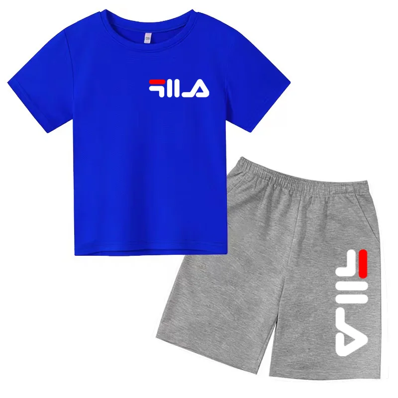 

Children's Summer Sports Outfits - A Set of White and Black Sports and Exercise T-shirts, Suitable for Daily Wear by Children Ag