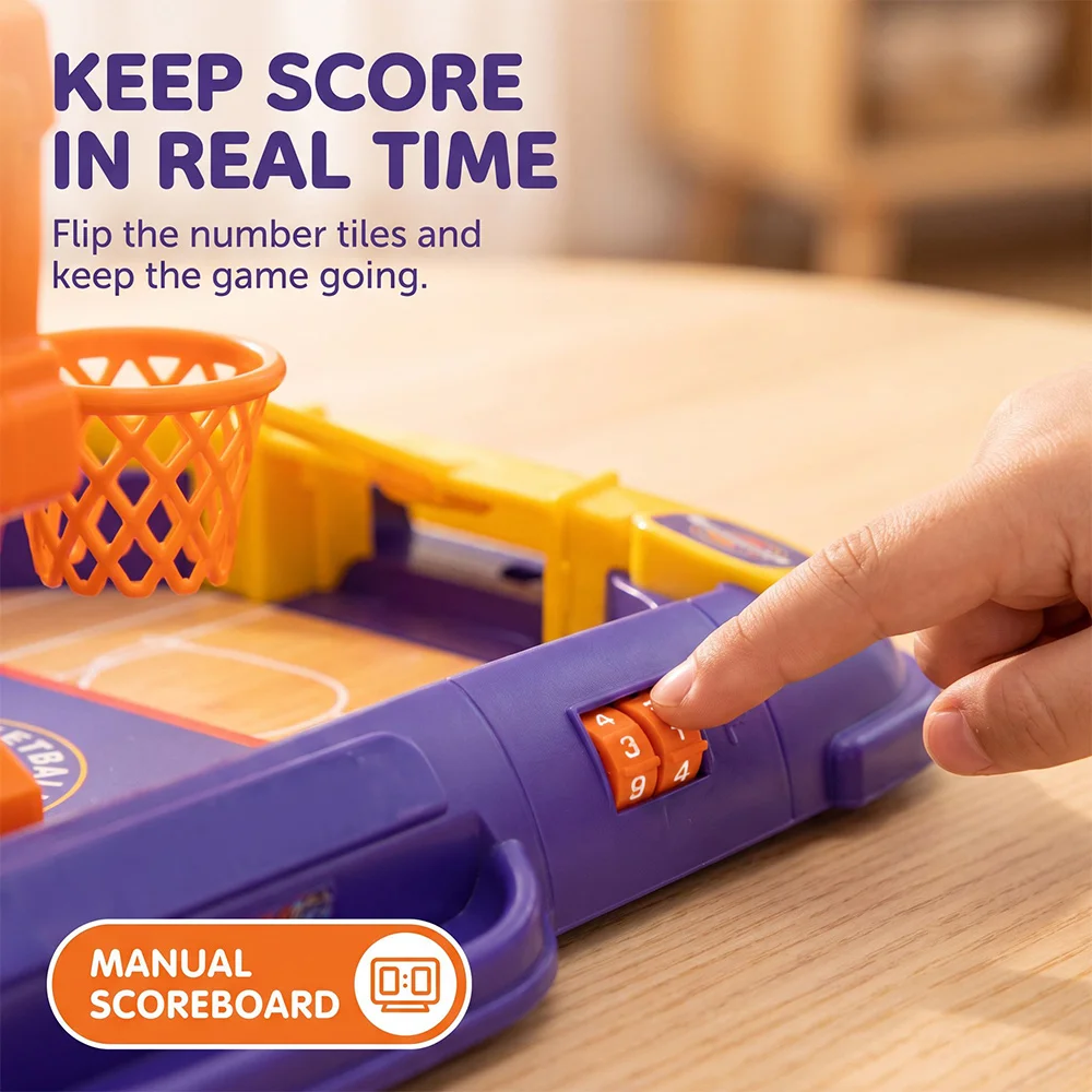 Tabletop Basketball Shooting Game, High Quality Plastic Finger Flick Basketball Board Game Toy, 2 Player Competitive Game with Manual Score Counter, Portable Indoor Desktop Interactive Game, Perfect Holiday Birthday Gift for Kids Boys Family Party