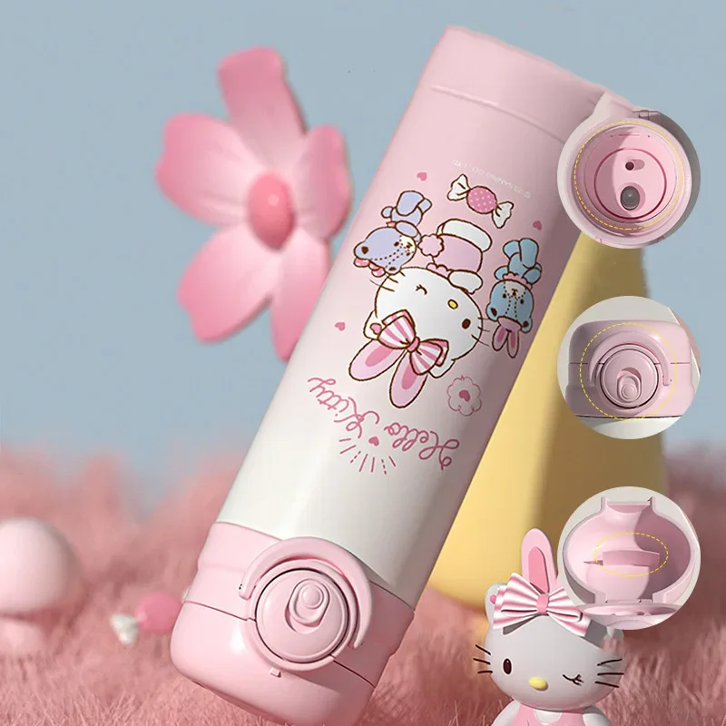 Sanrio Hello Kitty Children Thermos Water Bottle Cartoon Anime Kuromi Cinnamoroll 316 Stainless Steel Vacuum Flasks Thermo Cup