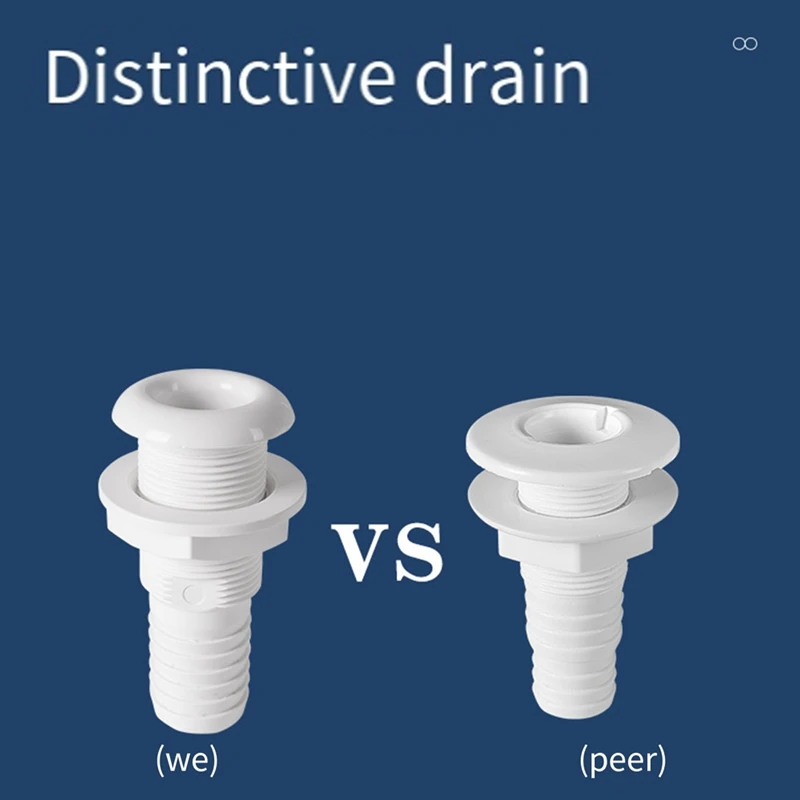 AU05 -Marine Boat Thru Hull Fitting Connector For 5/8, 3/4, 1 Inch Hose Boat Drain Bilge Pump Plumbing Fittings