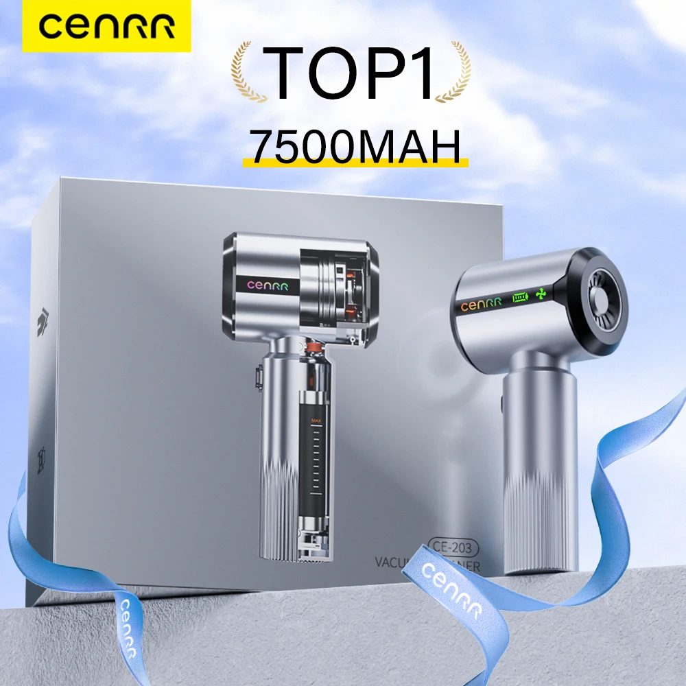CENRR New LED Power Display Car Vacuum Cleaner  7500mAh Strong Suction Powerful Portable HandHeld Car Cleaner Home Give a Gift