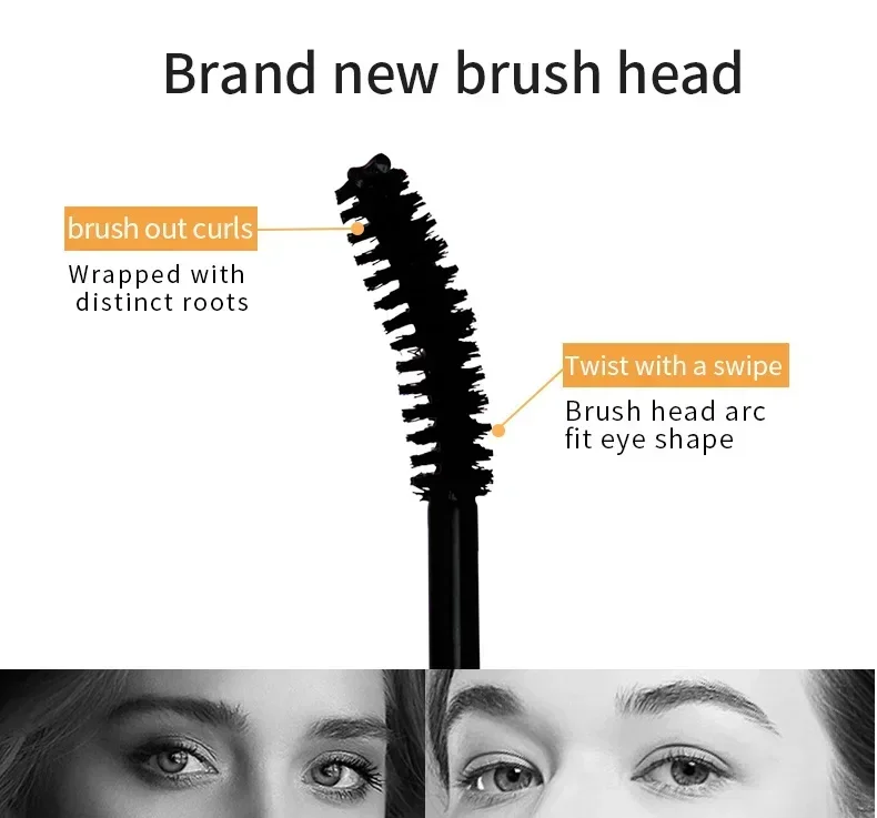 Lasting Natural Mascara Waterproof Anti-sweat Eyelashes Extension Black Silk Fiber Mascaras Curling Thick Long Eyelash Cosmetics