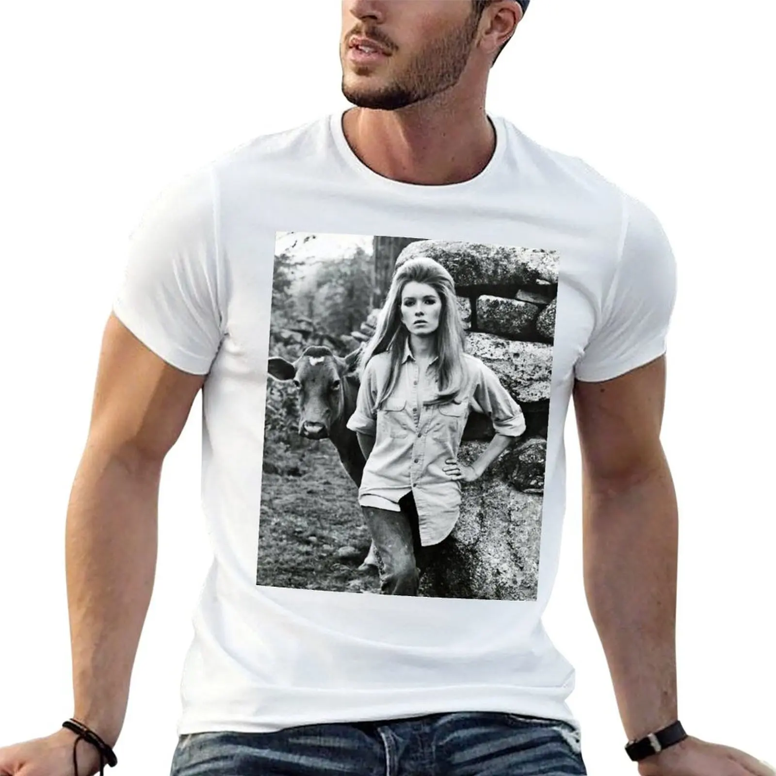 Camiseta de algodão com estampa de vaca e jovem Martha Stewart, camiseta 100% divertida, camiseta de humor negro