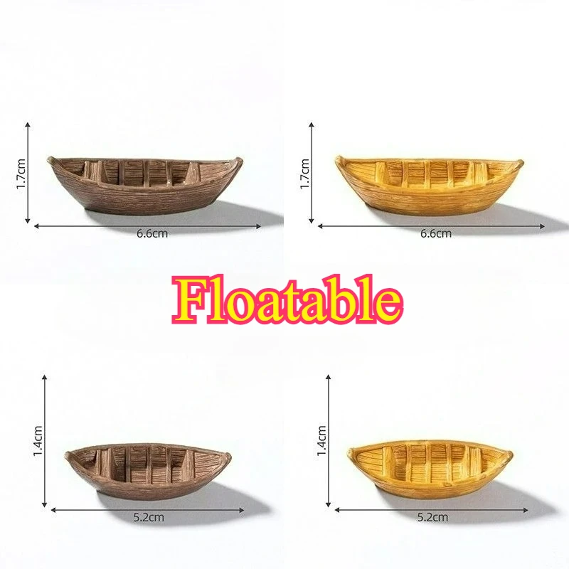 Simulation Floating Mini Boat Model Figurine Micro-landscape for Fish Tank Bonsai Landscaping Fountain Aquarium Decoration