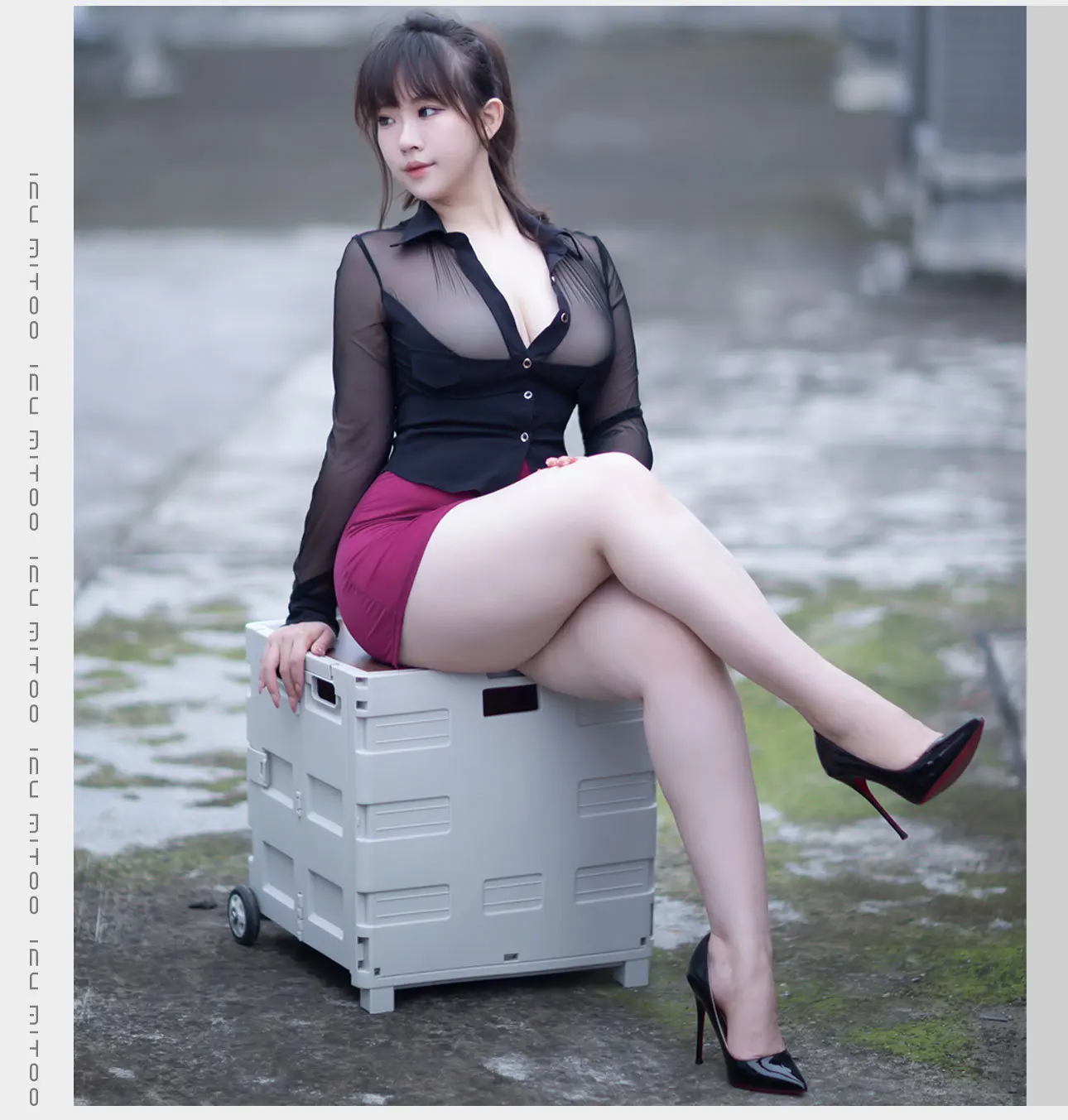 Women Lady Customized Sexy SeeThrough Cardigan Secretary Shirt Professional Uniform Temptation Slim Fit