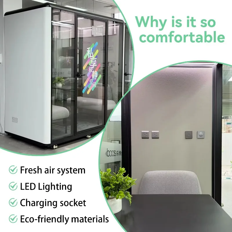 FOODLINE Customized Soundproof Meeting Pod Acoustic Booth-Modern Design Noise Cancelling Portable Modular for Office Building