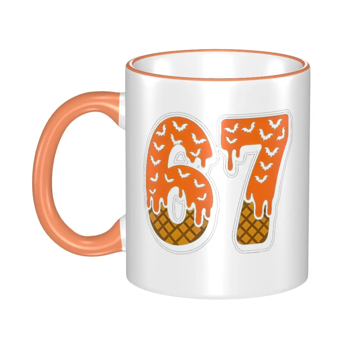 

Six Seven Halloween Funny 67 Meme Ice Cream Pumpkin Mugs Funny Tea Cup Gift For Woman Man