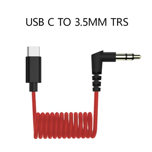 Cable adaptador de micrófono tipo C USB C a 3,5mm TRS para Hollyland Lark Rode inalámbrico GO 2/ME/Pro Cable en espiral