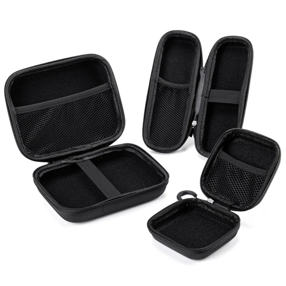 Durable Hard Shell EVA Storage Box Black Portable Pouch Carrying Bag Mini Zipper Earphone Case for Earphone
