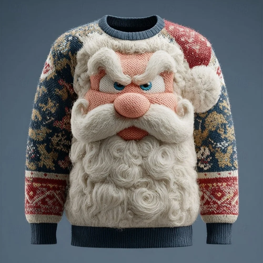Ugly Christmas Sweater Warm Sweater for Man Sweater Fashion Crew Neck Knitted Long Sleeve Regular Tops Knit Christmas Sweater