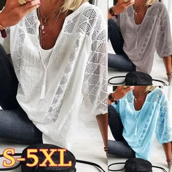 Women Clothing Casual Tshirt Vintage Fashion Clothes Elegant Cotton Linen Streetwear Y2k Tops Shirts for Women Summer New