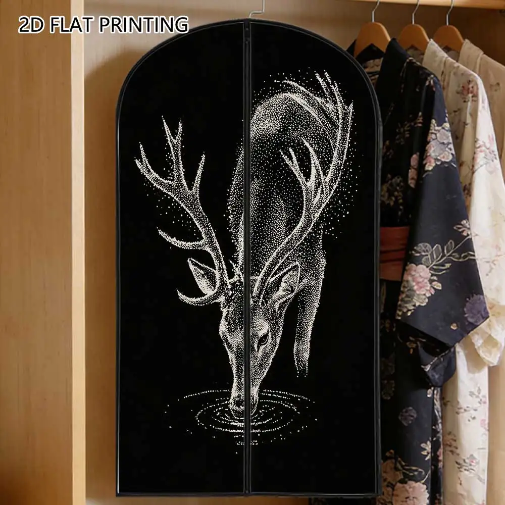 1pc Glowing Deer Compressed Dust Cover Clothes Compression Hanging Storage Bag Household Wardrobe Organizer
