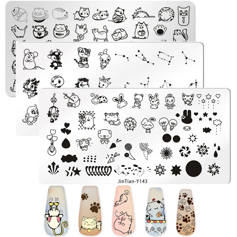 

Nail Stamping Plates 12.5*6.5cm FlowerCute Animal Dog Cute Unicorn Feather Patterns For Manicure Nail Polish Stencils For Nails