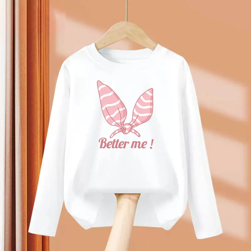 Frühling Langarm T-Shirt Für Baby Mädchen Bogen Cartoon Tops Modische Gedruckt Tees Mädchen Kleidung