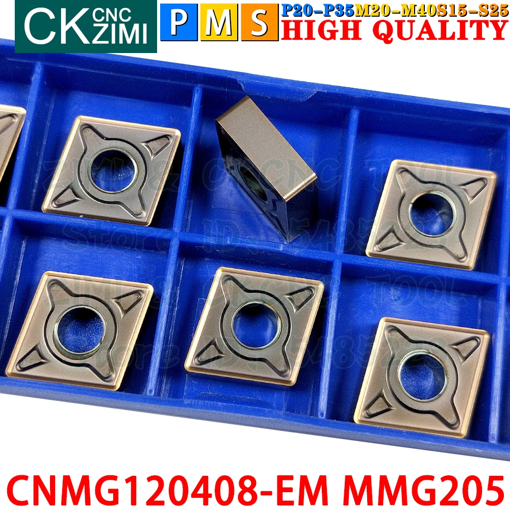 CNMG120408-EM MMG205 CNMG 120408 EM MMG205 إدراجات كربيد خارجية أدوات إدراج تحول CNMG1204 EM EF CNC مخرطة معدنية ميكانيكية أدوات قطع تحول