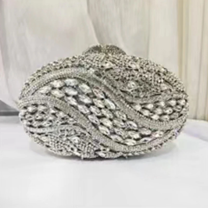 Gold Rhinestone Women Evening Clutch Crystal Wedding Bags Silver/Green Lady Diamond Party Prom Clutches Dinner Banquet Handbags