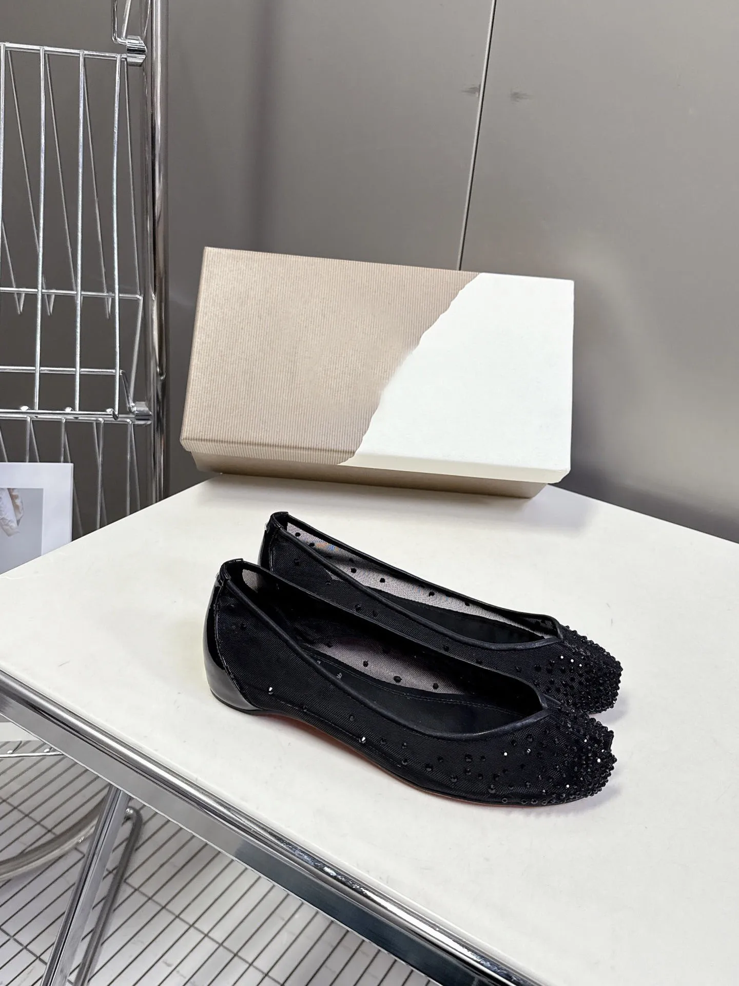 Buty damskie Baleriny Strass Mesh Tabi Flats Toe Split