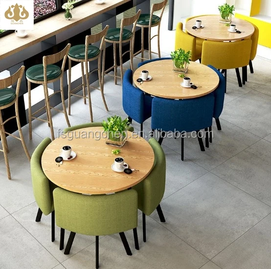 Restaurant round dining table chairs fashion dining table design cafe furniture