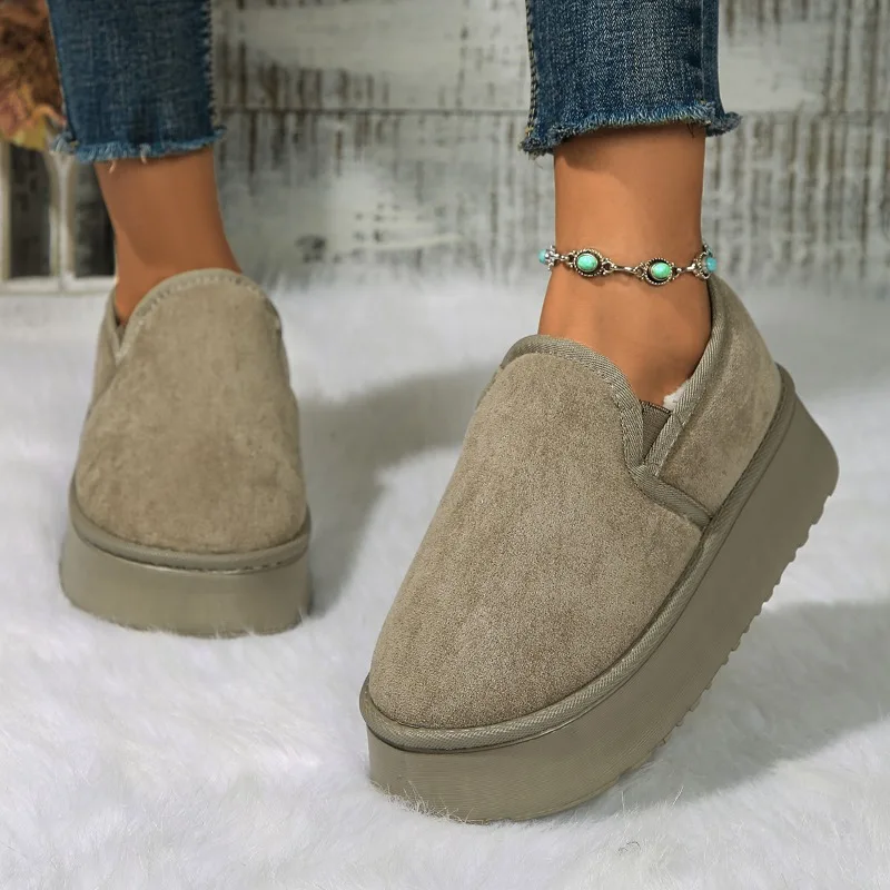 Winter Platform Boots Vintage Fashion Women's Snow Warm Suede Warm Inner Plush Fashion Thick Bottom Women's Flat Bottom Boots